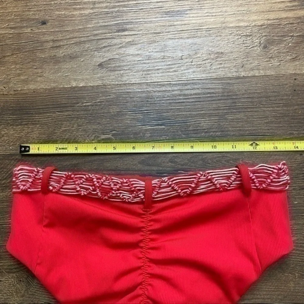 NWT Cosita Linda Red Bikini Bottoms Tassel Tie High Cut Small